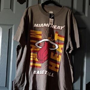 NBA Miami Heat Graphic Tee - Gray with Red & Yellow Logo